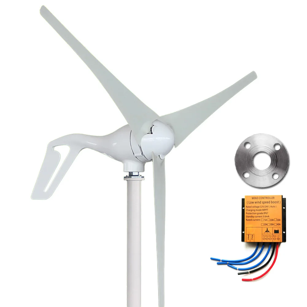 Imagem -02 - Gerador de Turbina Eólica Gerador de Vento Alternador de Ímã Permanente Aerogenerador de Uso Doméstico 400w 12v 24v 48v Mppt Lâminas Lâminas Lâminas