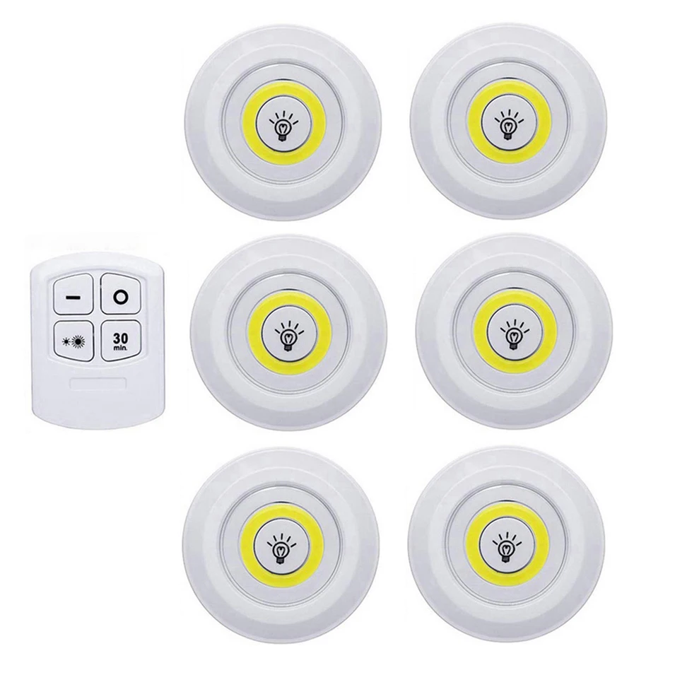 

Battery Operated LED Under Cabinet Light Wireless Closet Lights Dimmable Puck Night Lights For Wardrobe Cupboards Kitchen Room