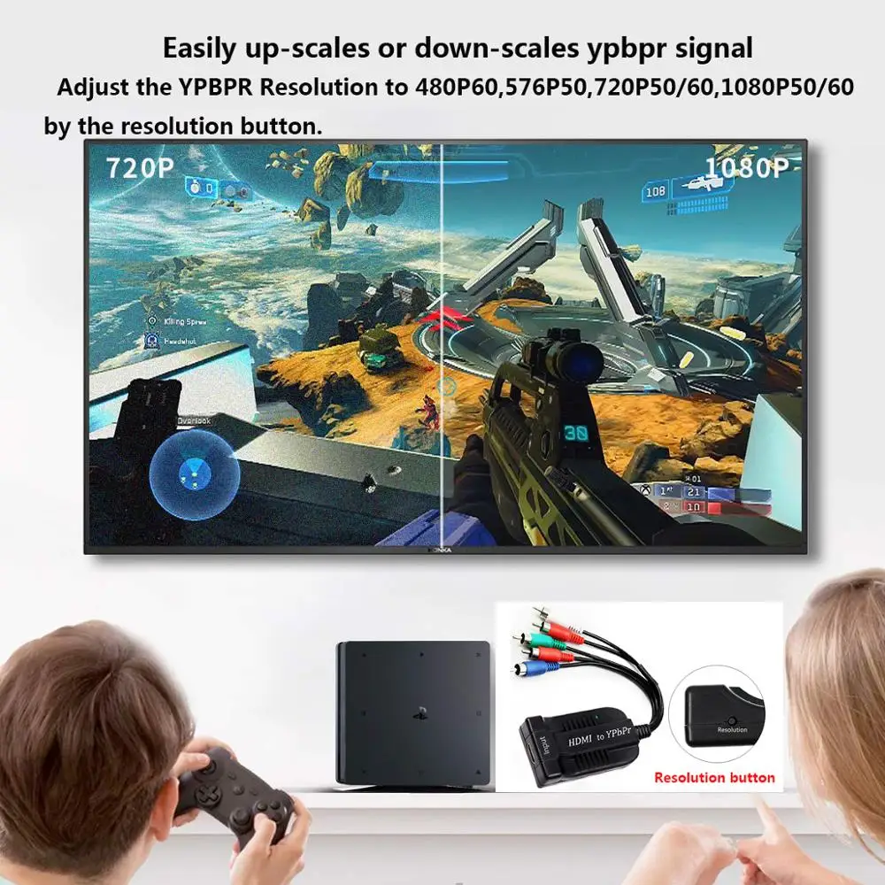 HDMI-compatible To SCALER YPbPr Converter 1080P Component Video YPbPr Male 5RCA RGB Converter Adapter with R/L Audio Output