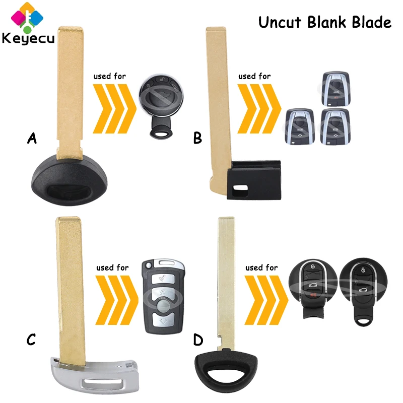 

KEYECU Smart Remote Uncut Insert Emergency Blank Key Blade for Mini Cooper R56 R57 R58 R60 R61 for BMW i3 i8 7 Series E65 E66