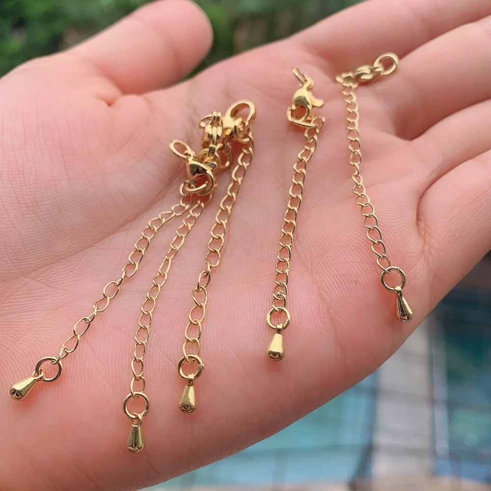 50PCS, 50mm Extended Extension Tail Chain Lobster Clasps Connector For DIY Jewelry Making Findings Bracelet Necklace