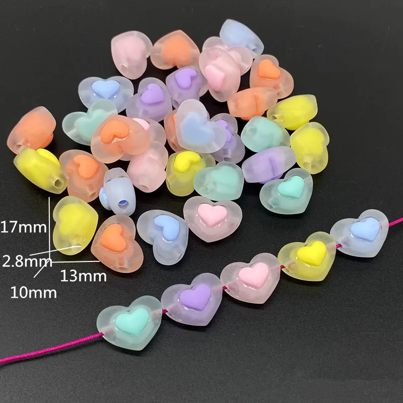 20 pcs Matte effect Heart Acrylic Beads Star Shape  Charms Bracelet Necklace  For Jewelry Making DIY Accessories #ZZ04