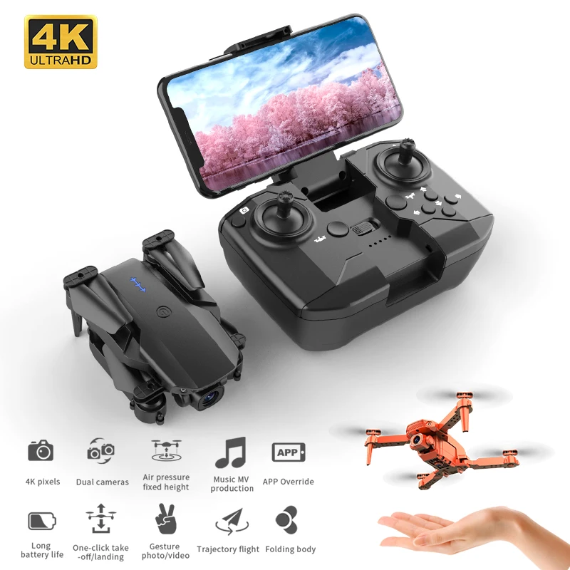 EBOYU K5 RC Drone 2.4Ghz WiFi FPV RC Quadcopter 4K Dual Cams Altitude Hold One-Key-Return Foldable RC Quadcopter Drone Toy RTF