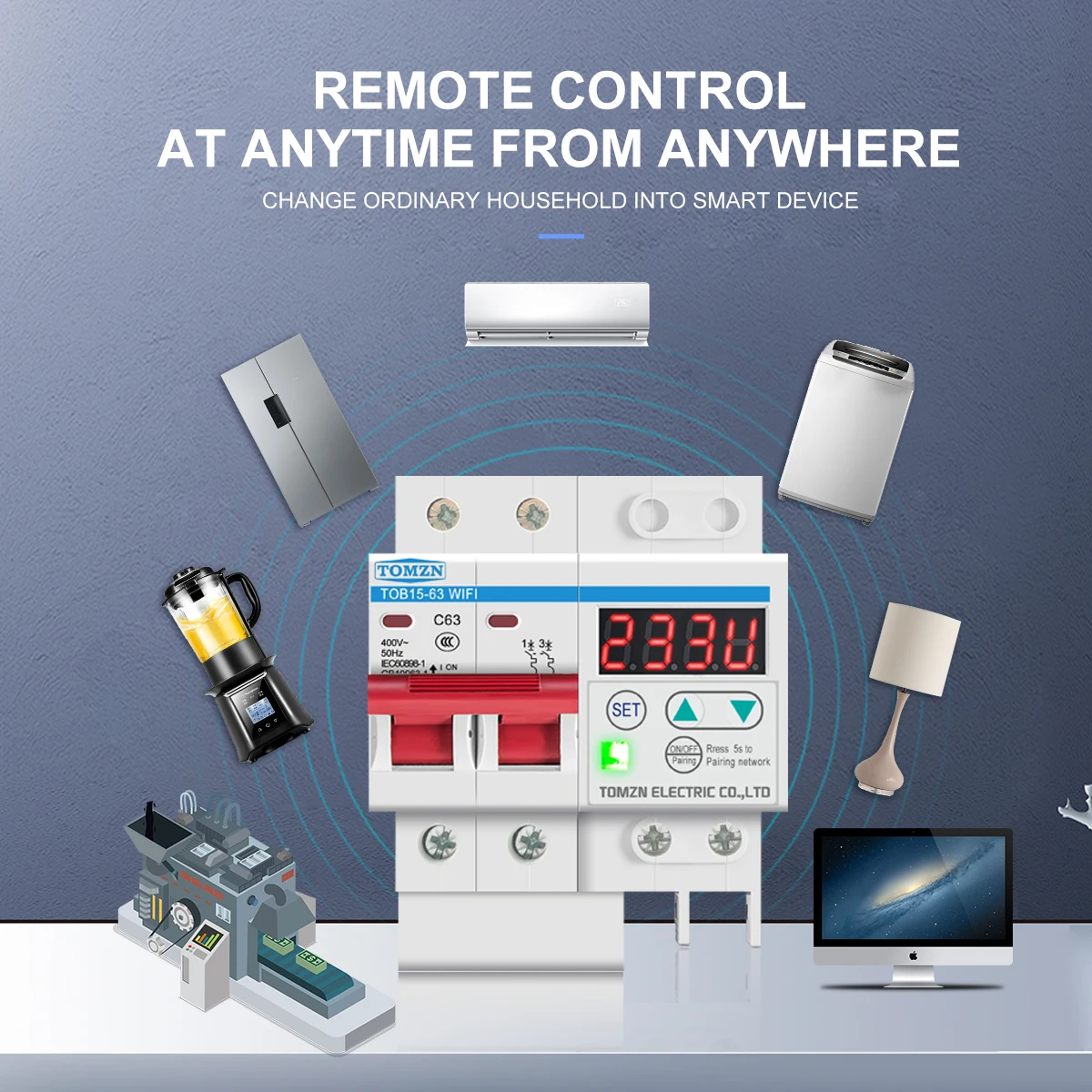 Din Rail WIFI Circuit Breaker Smart Switch Remote Control by Ewelink with over and under voltage current protecion LCD display