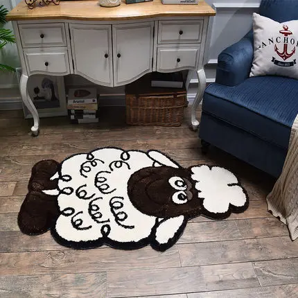 Nordic Cartoon Lamb Carpet for Children, Thick Tatami, Non-Slip Floor Mat, Lovely Room, Bedroom Decoration