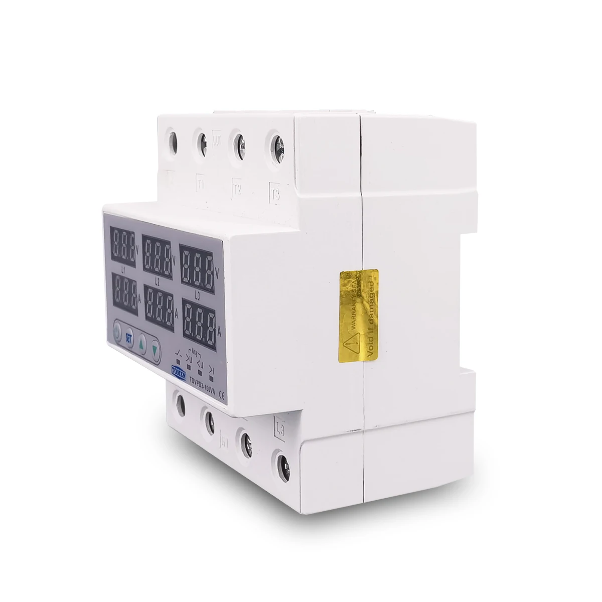 100A 3 Phase Din rail Voltmeter Ammeter adjustable Over and Under Voltage current limit protection Monitor Relays Protector