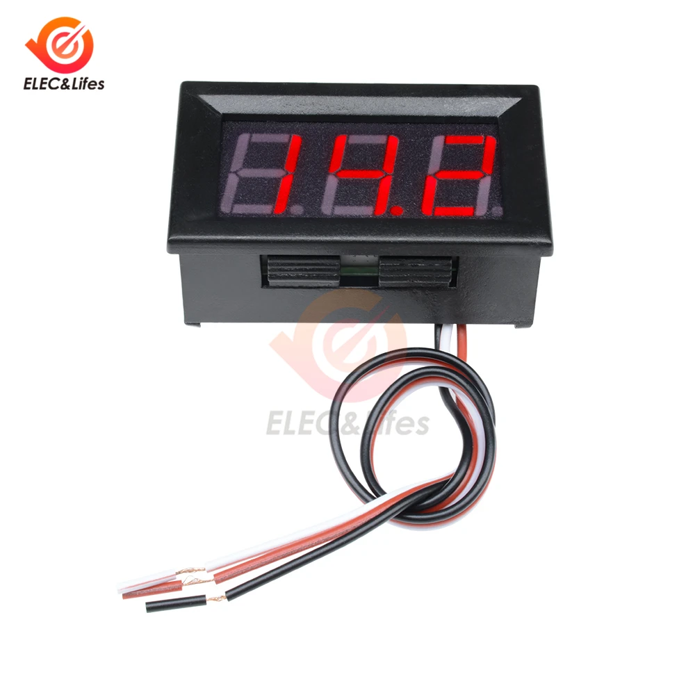 0.56 Inch 3 Wire Digital Voltmeter DC 0-30V Electronic Voltmeter voltage tester Detector volt monitor for 5V 12V car motorcycle