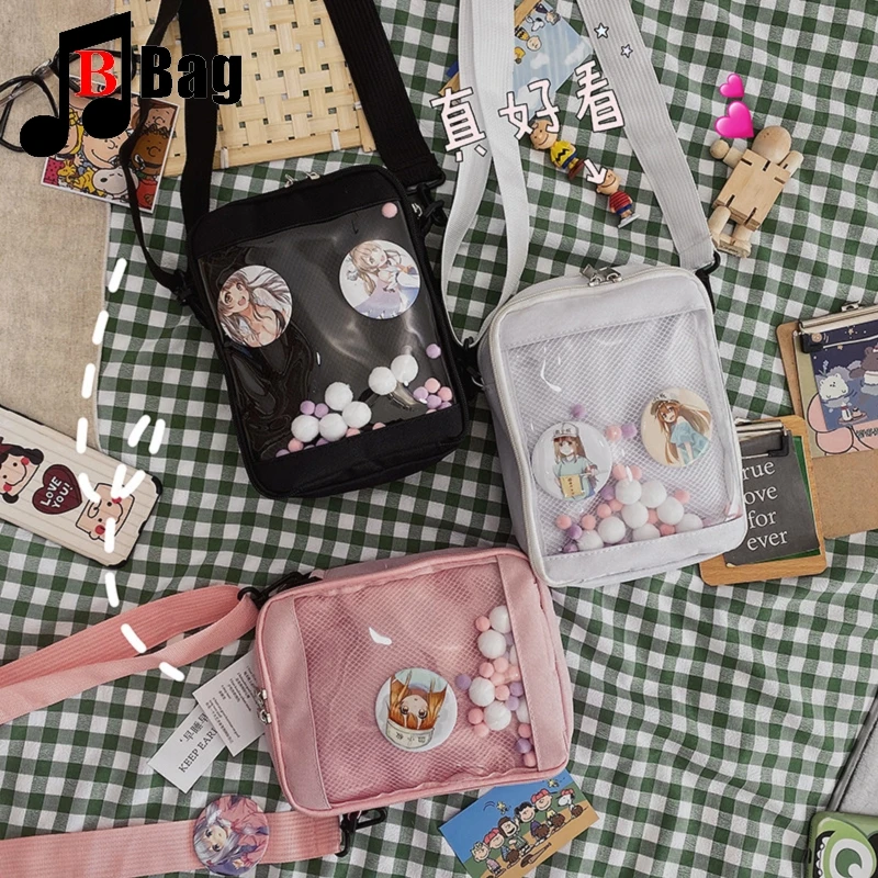 Japanese-Style Anime Merch Lolita Kawaii GirlWomen Itabag Handbag Plastic Bags Badge gift student School DIY Transparent Bag