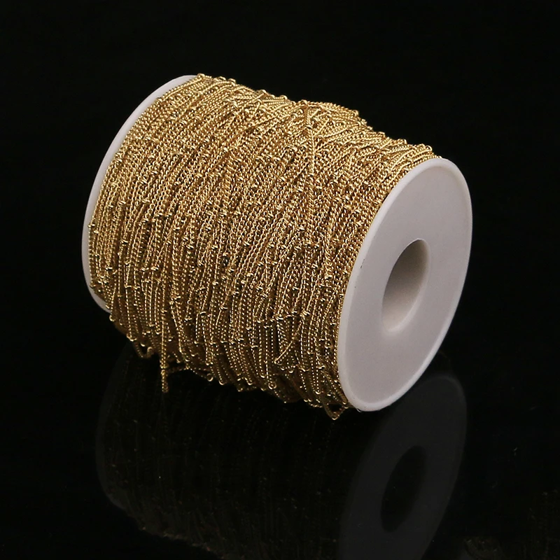 2 Meters Stainless Steel Tube Beaded Cable Link Clip Beads  Chain  for DIY Anklet Necklaces Bracelet Jewelry Making Supplies