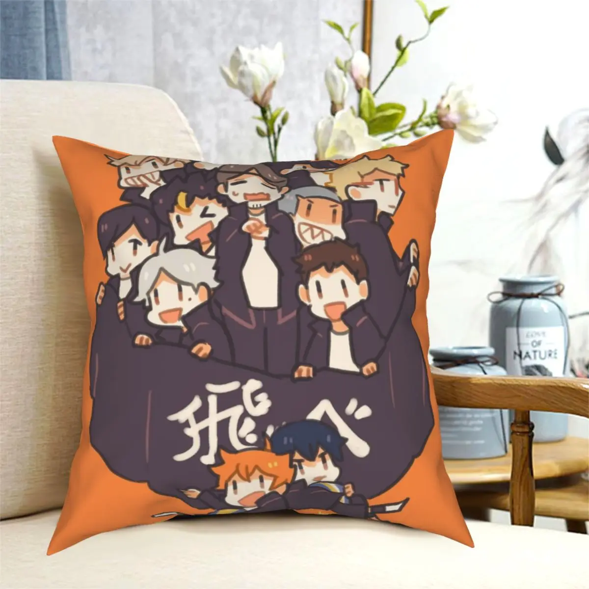 Haikyuu!! Team Karasuno Square Pillowcase Pattern Zipper Decor Home Cushion Cover