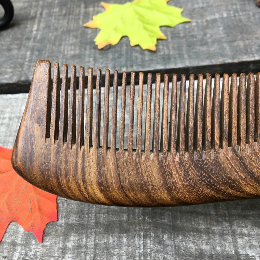 Unisex Sandalwood Comb Women Men Home Travel Wood Anti-static Fine-tooth Comb Wooden Handles