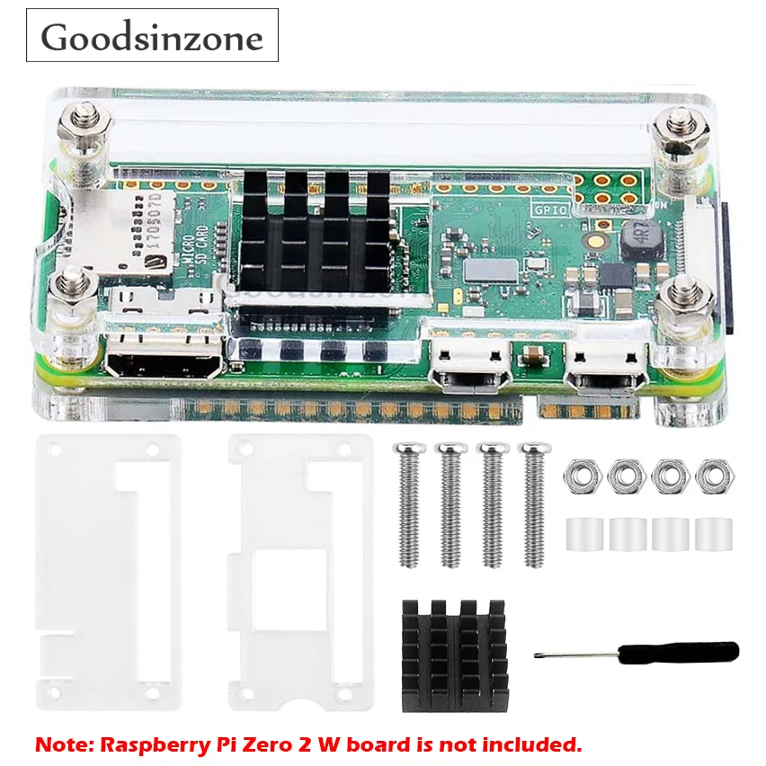 Raspberry Pi Zero 2 W Case wih Heatsinks Kit, Protection Shell+Heat sink for Raspberry Pi Zero W 2/W/ Pi Zero 1.3 / Pi Zero WH