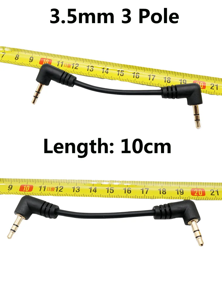 1 Stück Gold 3,5 mm 1/8 Zoll rechtwinklig auf 3,5 mm 3-polig männlich rechts Stereo AUX Audiokabel 10 cm / 15 cm – Detail 6