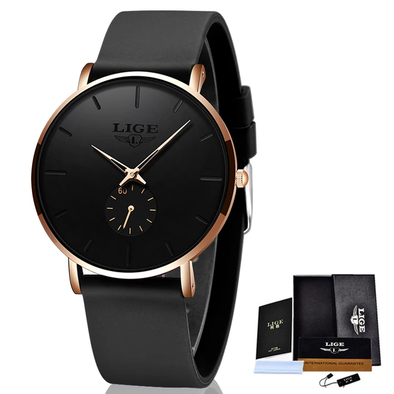 LIGE New Fashion Mens Watches Top Brand Luxury Sport Waterproof Simple Ultra-Thin Watches Men Quartz Clock Relogio Masculino+Box