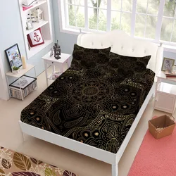 Ethnic Bohemian Fitted Sheet Set King Queen Double Full Size Bed Linen Set 25cm Deep