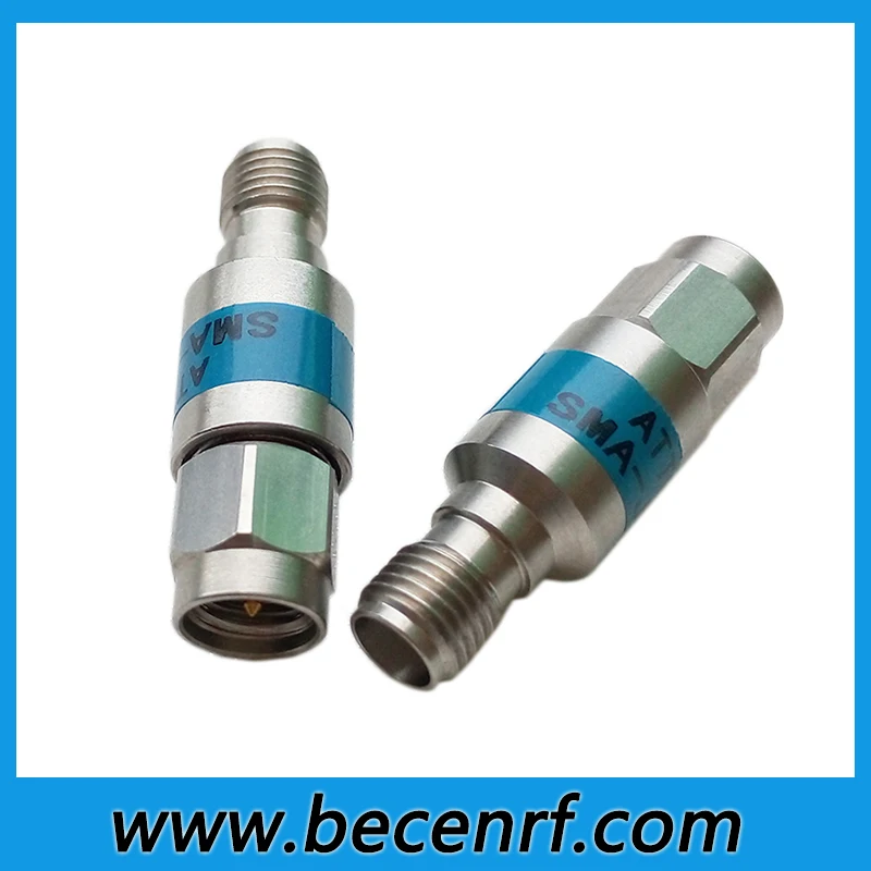 Stainless steel 2W SMA  RF Fixed Attenuator DC-6GHz 50Ohm 1db 3db 5db 6db 10db 15db 20db 30db Coxial Connector