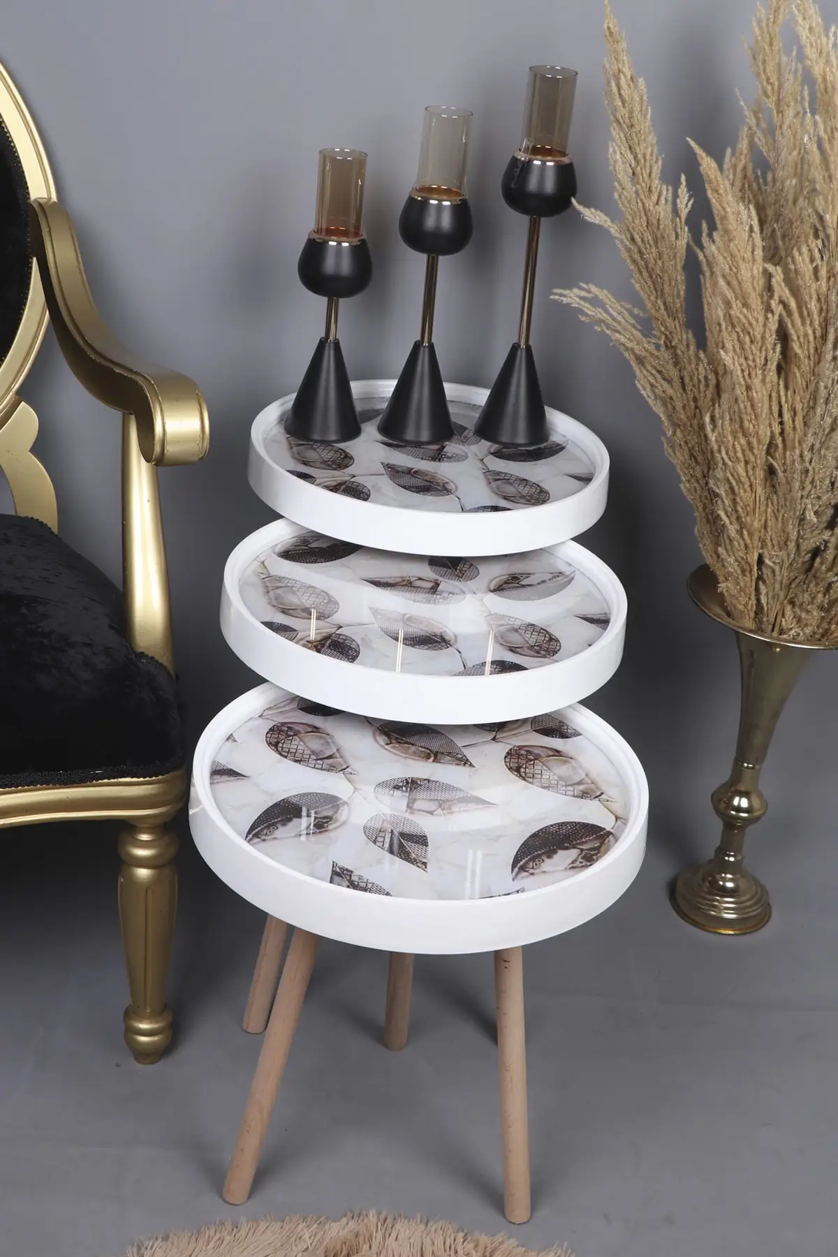 Table basse Zigon rétro émaillée, 3 pièces