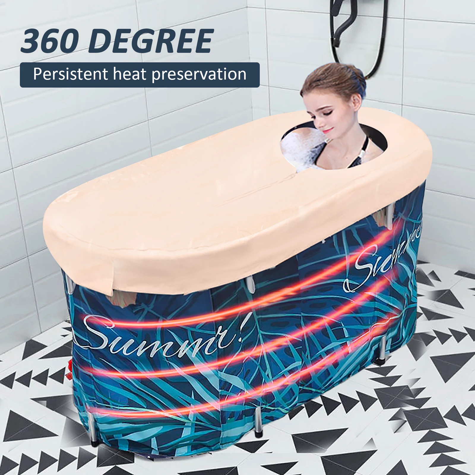 Foldable Bathtub Portable Waterproof Thickened Adult Family Spa Bathtubs Large Size Full Body Bathing Bucket With 10pc Bath Bags