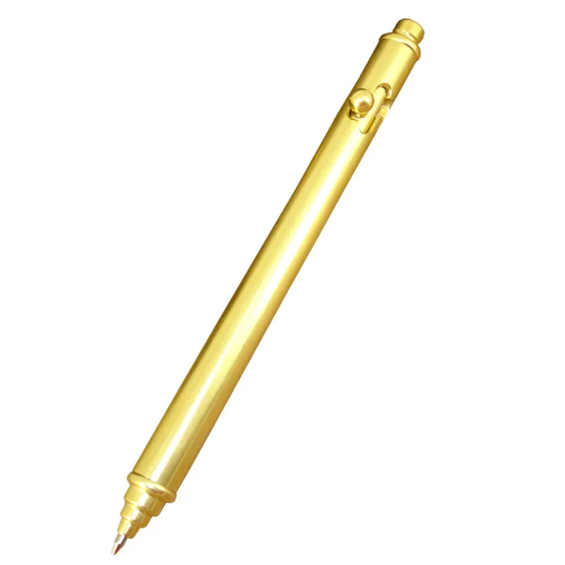 

ACME 2021 Newest Pure Brass Ballpoint Pen 56g Copper Heavy Tactical Self Defense Pens Gun Style Square Propelling Ball Pen