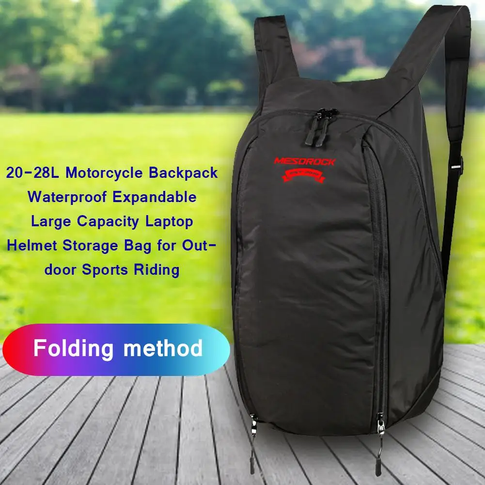 20-28L Motorcycle Backpack Waterproof Expandable Large Capacity Laptop Helmet Storage Bag for Outdoor Sports Riding