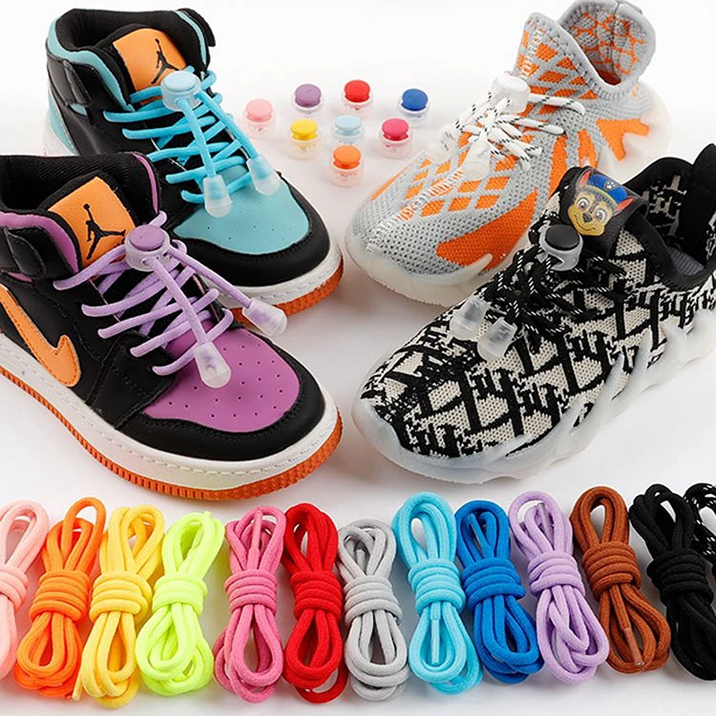 New Elastic laces Sneakers Round Lock Shoelaces without ties Kids Adult Quick Shoe laces Rubber Bands lazy Shoeace for Shoes