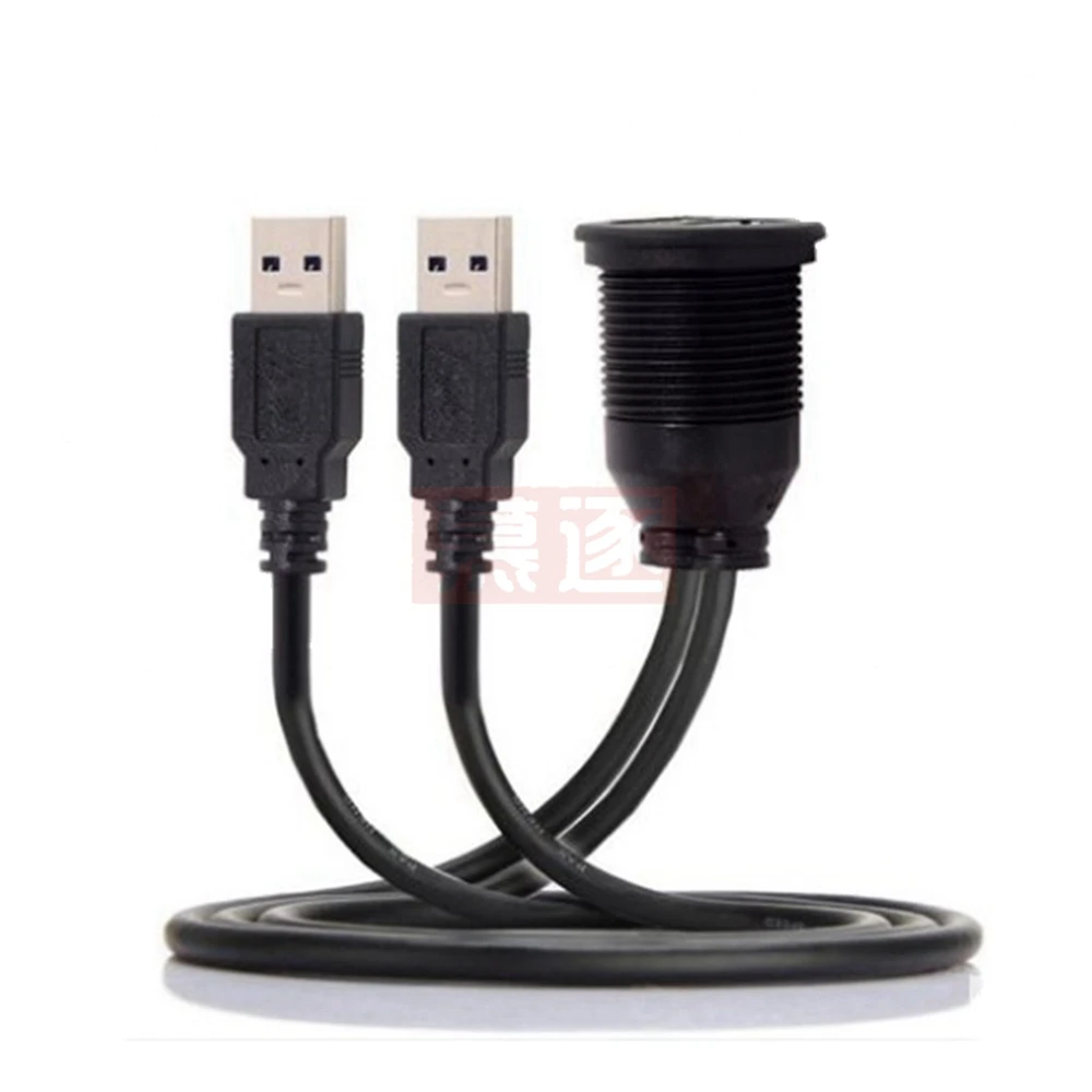 2-портовый двойной USB 2.0 «папа-мама» AUX для скрытого монтажа, удлинительный кабель для автомобильного крепления для грузовика, лодки, мотоцикла, панели приборной панели