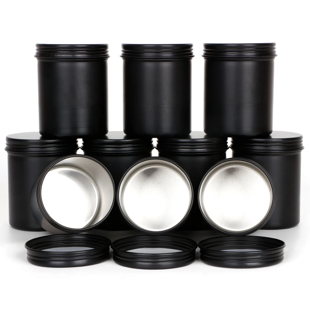 10pcs 200ml Black Candle Jars Empty Containers Metal Tin Round Aluminium for Wax Melt Making Kit DIY Storage