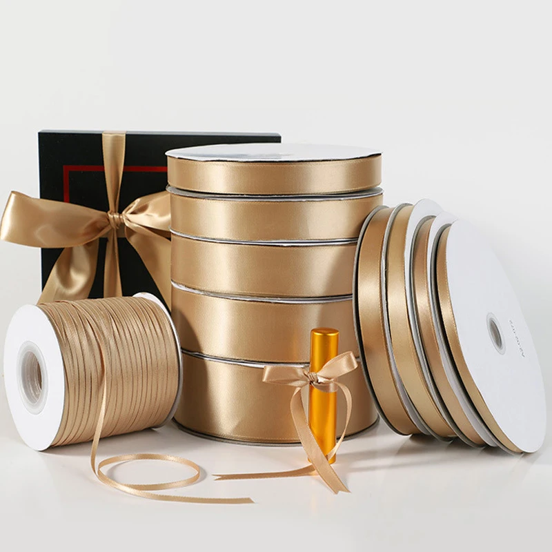Cintas de satén de seda para envolver regalos, suministros hechos a mano para decoración de Cajas de Regalo, DIY, 6/10/12/15/20/25/40/50mm, 25 yardas/rollo