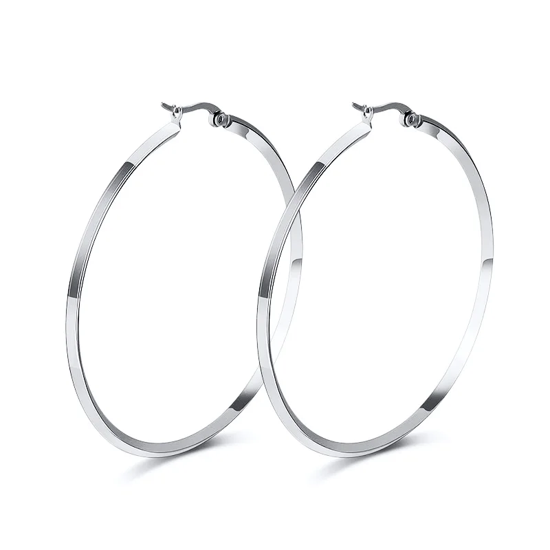 Fashion Women Big Earrings Hoop Circle Gold Color Earrings For Women Stainless Steel Earrings Party Jewelry