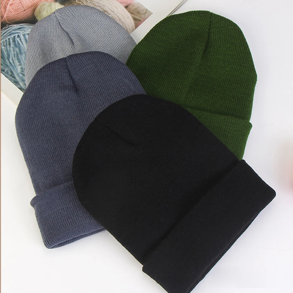 2019 Fashion 19 Colors Knitted Neon Women Beanie Girls Autumn Casual Elastic Cap Women\'s Warm Winter Hats Unisex Gorros Hombres