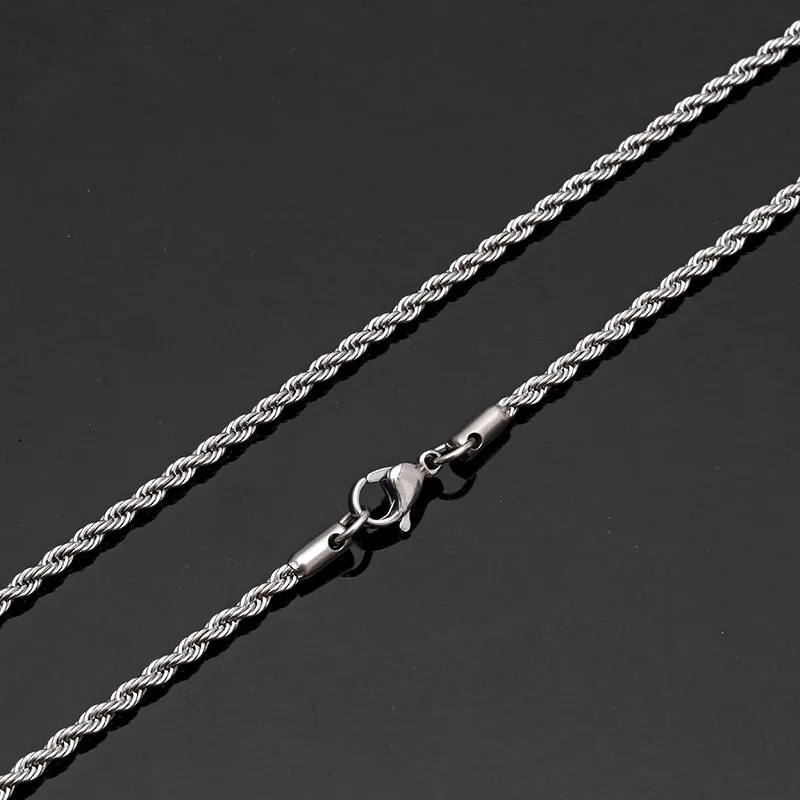 Wholesale Price Width 2MM 316L Stainless Steel Twist Chain Necklace Fashion Titanium Steel Link Necklace For Men and Women