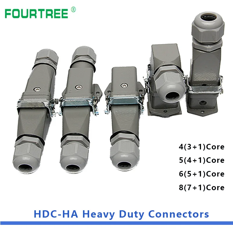 Conector de alta resistencia HDC HA 4, 5, 6, 8 pines, conexión de sobrecarga, 10A, 16A, rectangular, impermeable, función múltiple, enchufe de