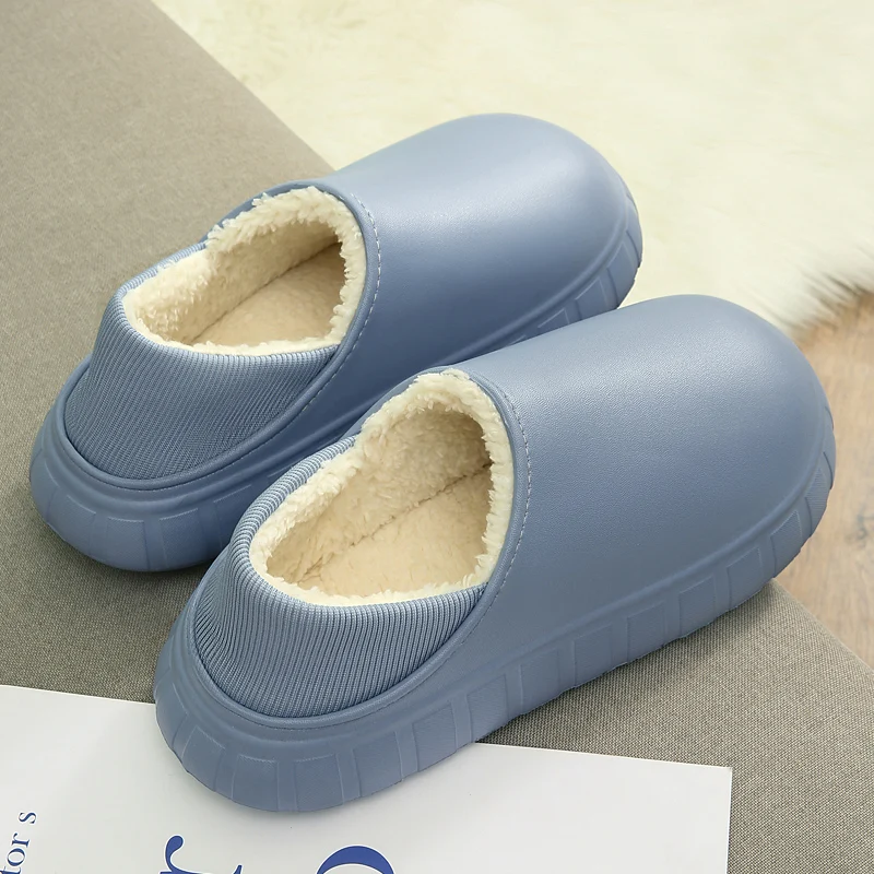 New Winter Slippers Warm Men Shoes Waterproof Women Couples Non-Slip Plush Cotton Indoor Outdoor Cozy Home Autumn