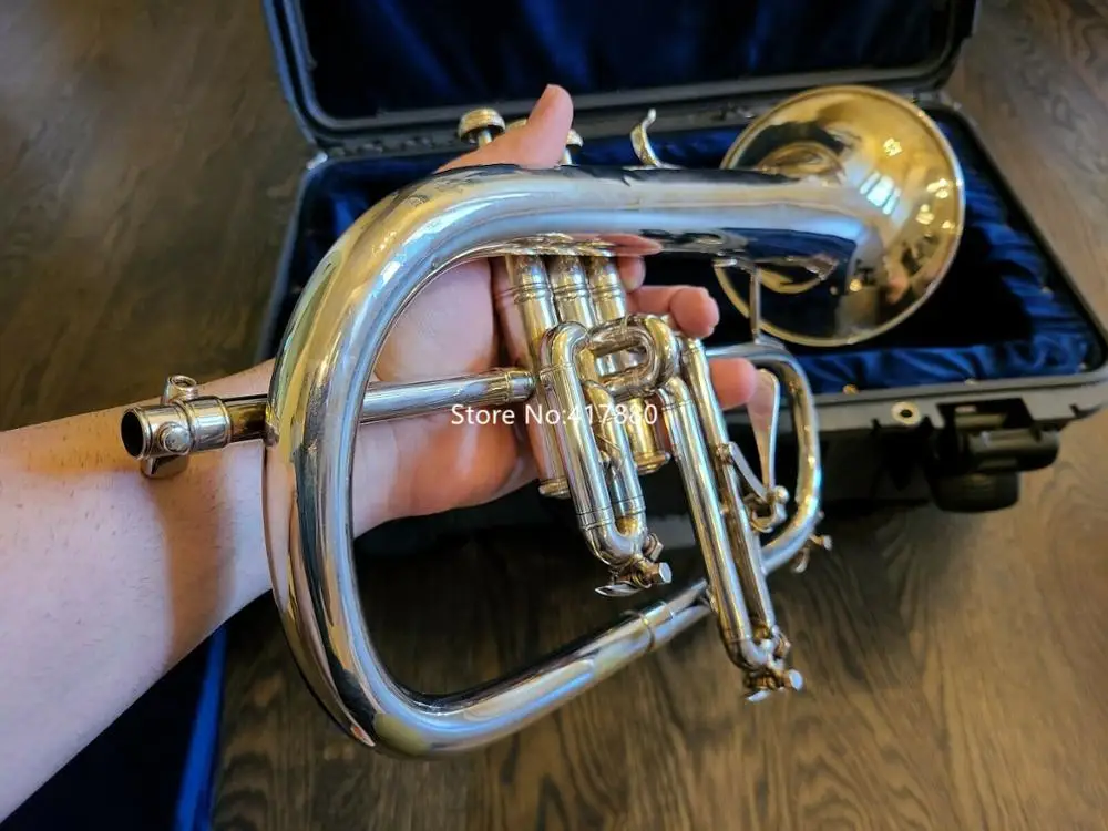 High Quality Bach  Flugelhorn  Bb Trumpet 183 Silver Popular Musical instrument With Case Free Shipping