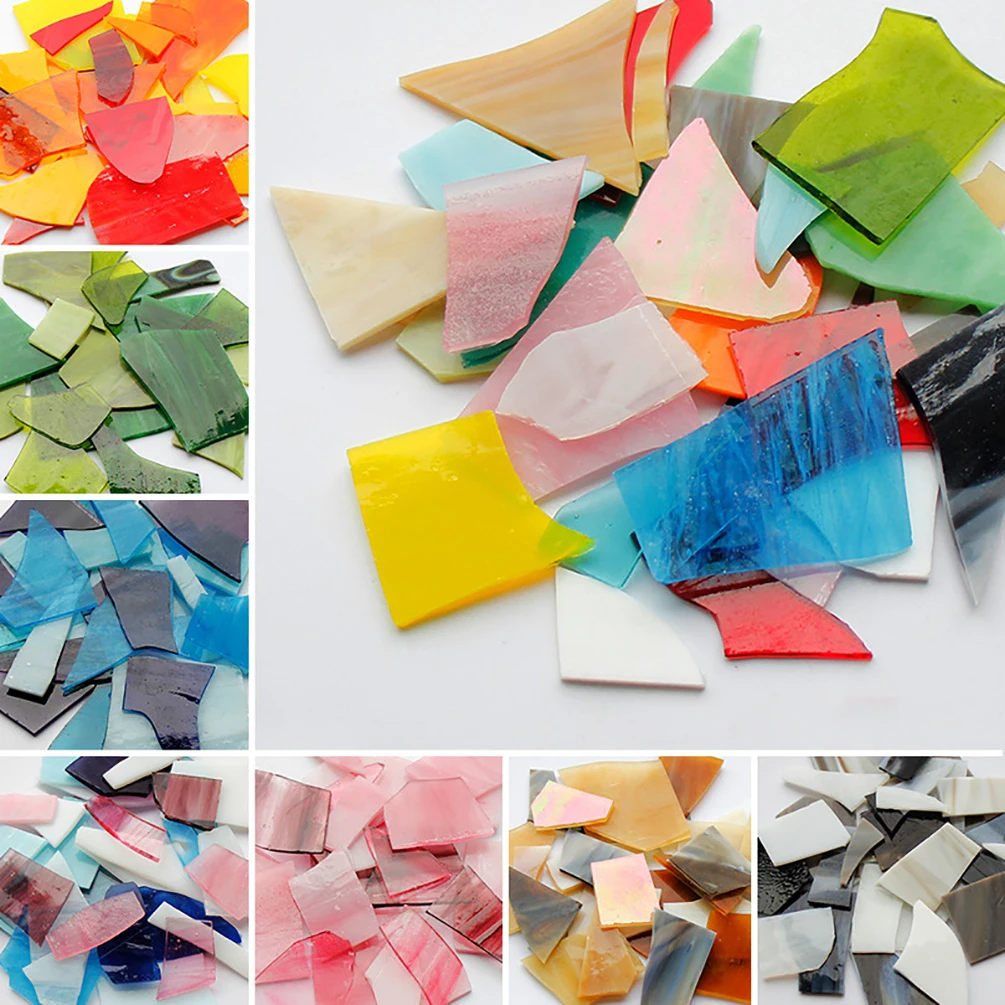 100g Irregular Mica Glass Mosaic Tiles Transparent Broken Glass Pieces for Craft DIY Wall Decorative Mosaic Materials