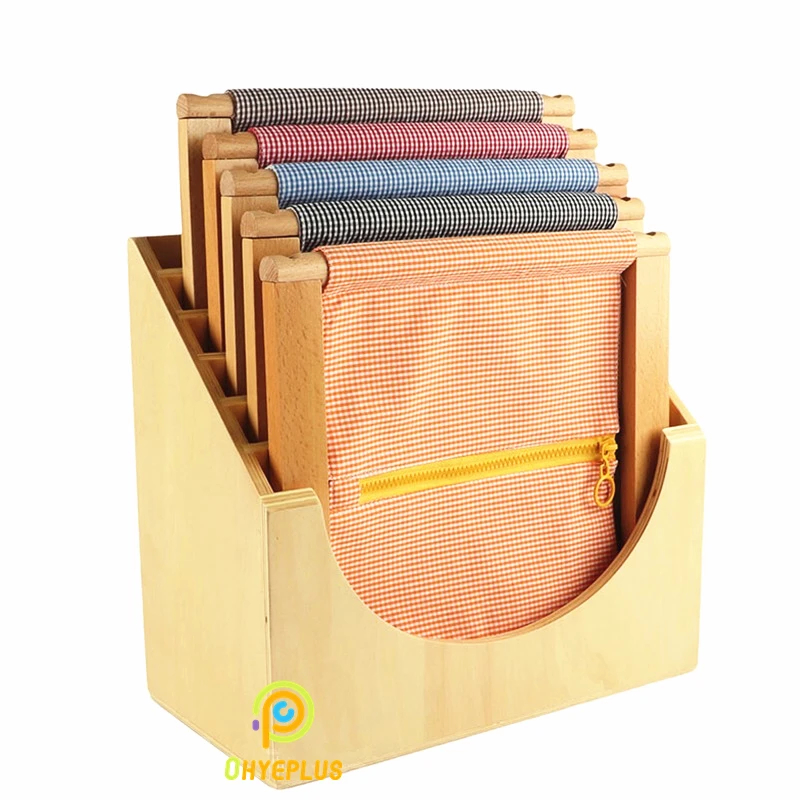 Montessori Daily Life Activity Dressing Frame Wood Clothing Racks Button Zipper Velcro Snap Buckle Basic Skill Learning Tools