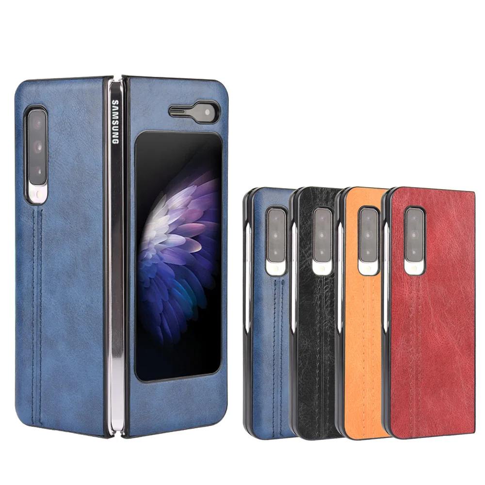 For Samsung Galaxy Fold 5G SM-F907B Case Ultra-thin Suture Soft Edge PU Leather Hard Phone Cover For Samsung Fold 4G F900F Case