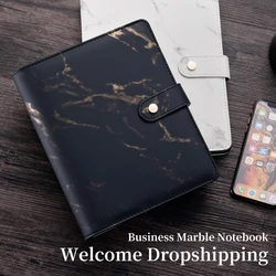 Hardcover A5 Black Ring Binder Stone Journals Planner Organizer Replaceable Marble Notebooks For Gift