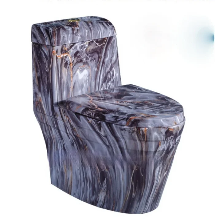 Boutique High-Grade Wood Grain Marbling Toilet Super One-Piece Closet Toilet Ceramic Color