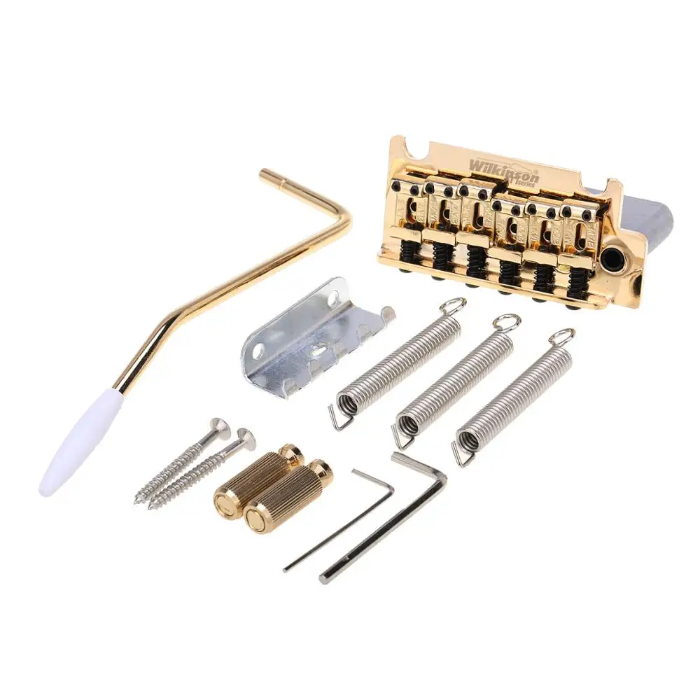 Wilkinson 54mm(2-1/8 inch) Vintage Style Full Block Pop-In Arm 2-Point ST Guitar Tremolo Bridge for MIJ/MIK Strat, Gold