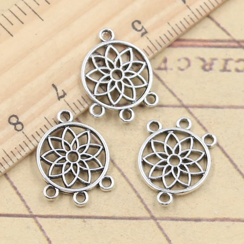 20 sztuk Charms natywny łapacz snów żyrandol złącze 18x14mm tybetański srebrny kolor wisiorki antyczne Making DIY Handmade Craft