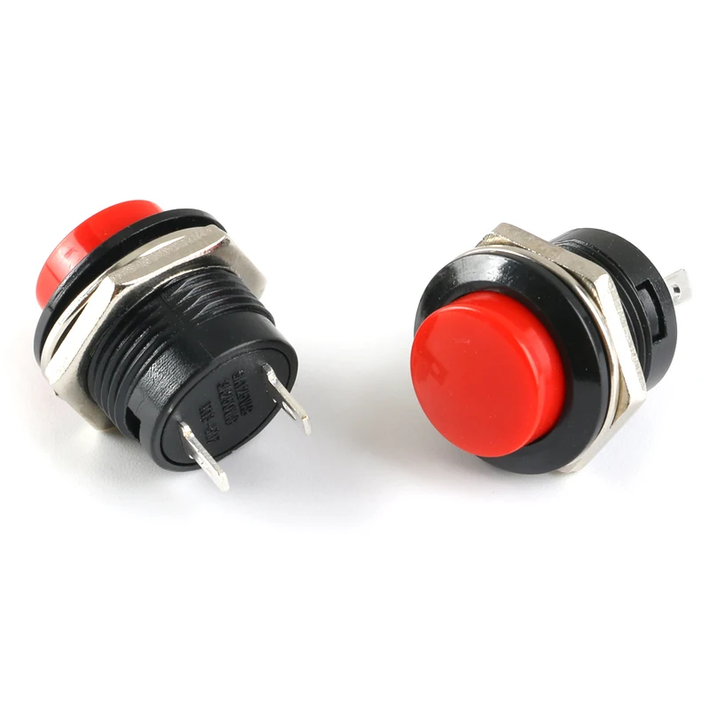 10pcs Momentary Push Button Switch 16mm Momentary 6A/125VAC 3A/250VAC Round Switches R13-507 BLACK RED GREEN WHITE BLUE YELLOW