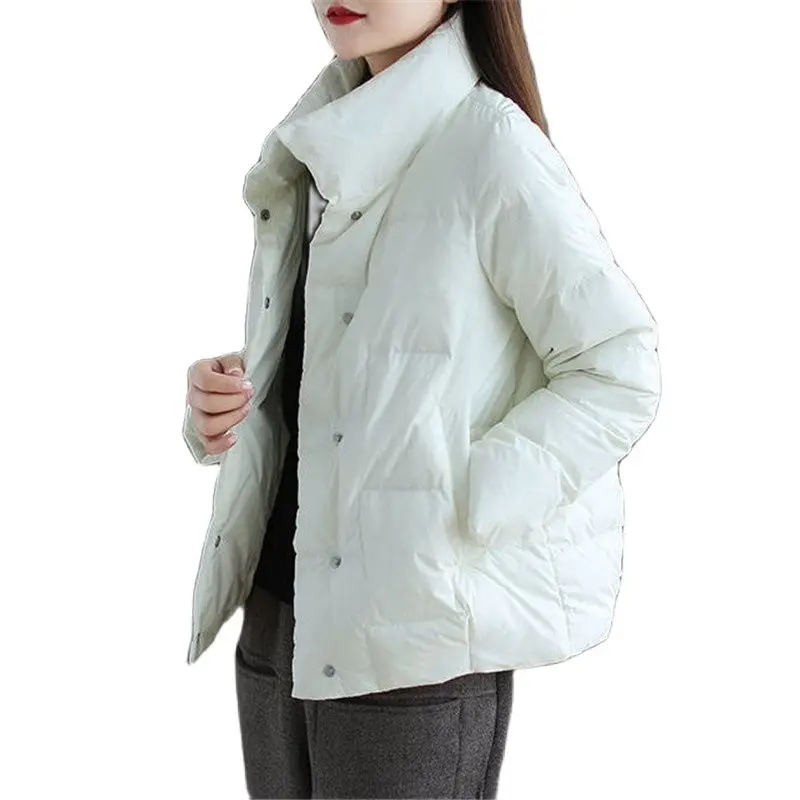 

2025 New Style Stand-UP Collar Down Padded Jacket Women Winter Coat Female Outwear Short Overcoat Single-Breasted женская куртка