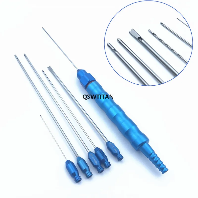 Liposuction Cannulas 6pcs/Set Titanium Liposuction Handle Needle Cannulas Luer Lock