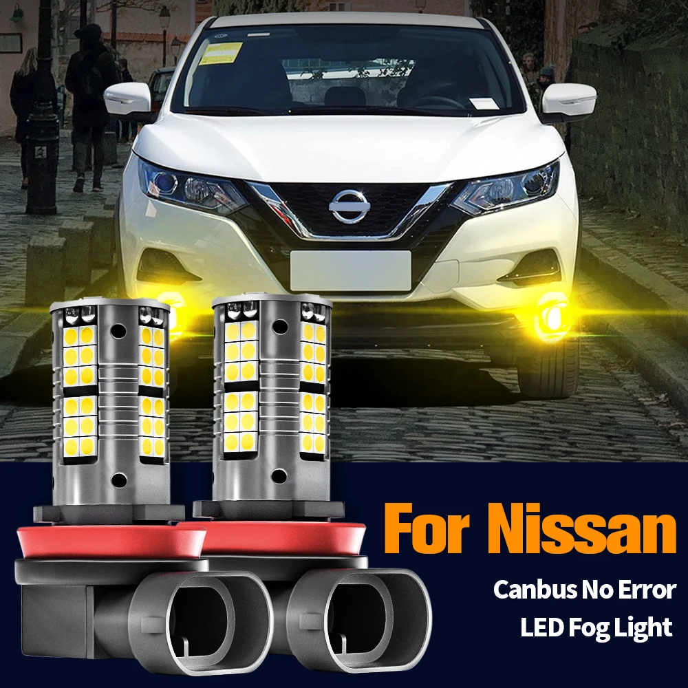 2pcs LED Fog Light Lamp Canbus H8 H11 H16 For Nissan X-Trail T30 T31 T32 Qashqai J10 J11 Navara NP300 D40 D23 Versa Titan Leaf