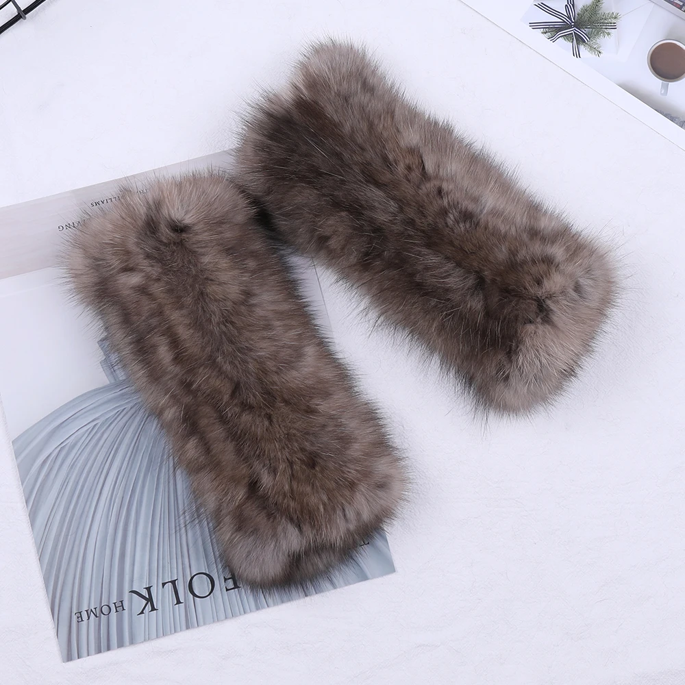 Highend Quality Women\'s 100% Real Sable Fur Knitted Fingerless Gloves Mittens Mitts Mit Winter Girls Mink Fur Typing Glove