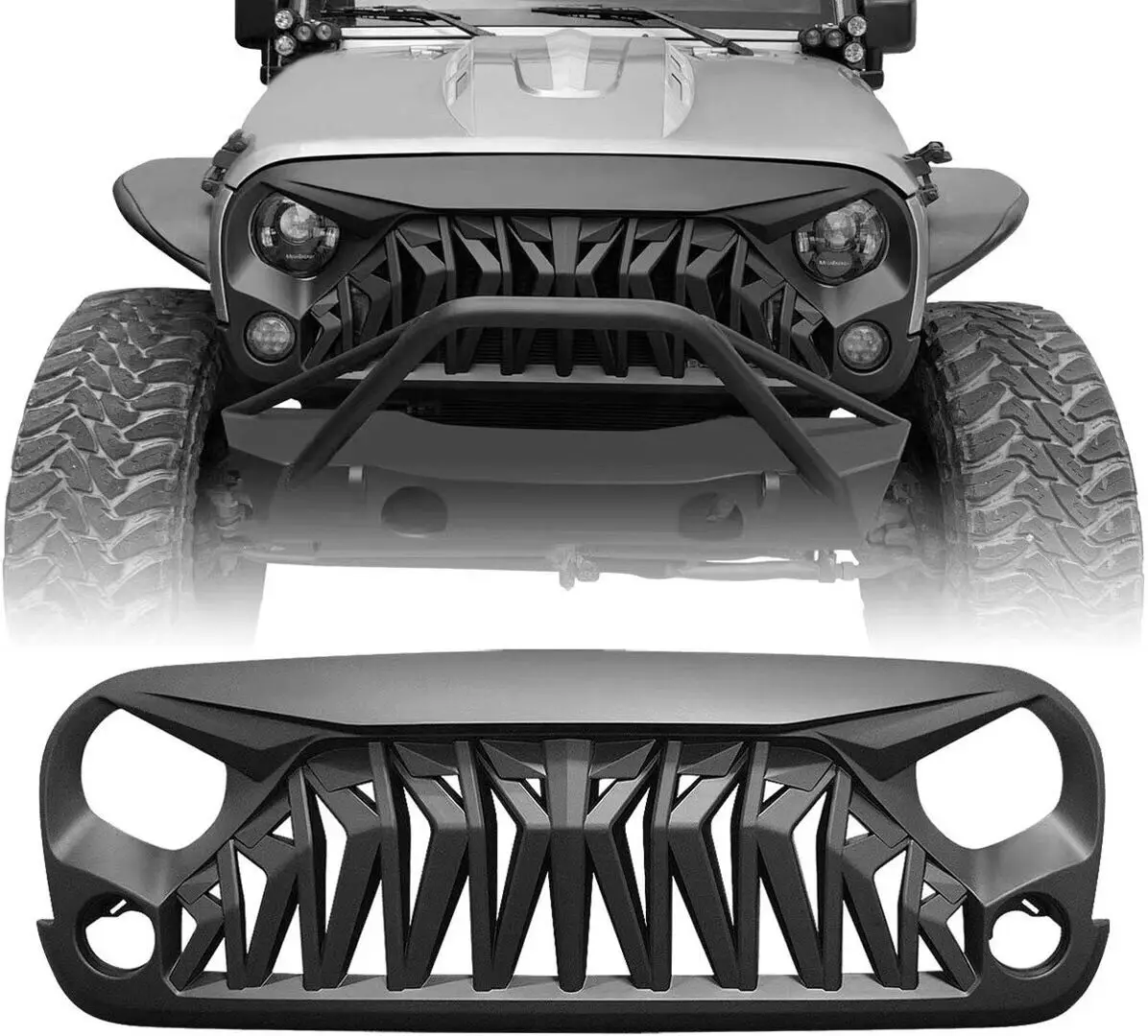 

J347 Black ABS Angry Gladiator Armor Front Grille Grill for Jeep for wrangler Sport JK 2007-2017 LANTSUN