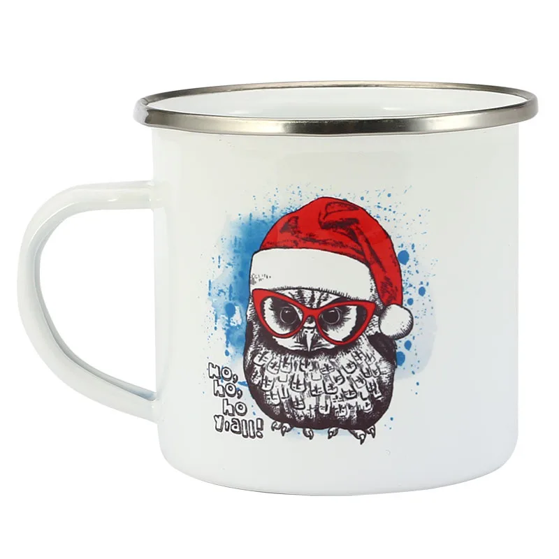 Tasse émaillée personnalisée avec logo, impression par sublimation de texte photo, cadeau amusant pour le petit-déjeuner, le lait, le café, le thé,