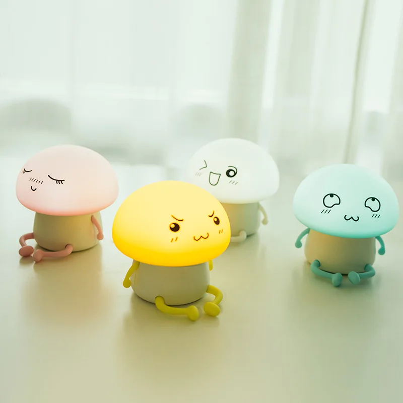 Creative Silicone Light Touch Sensor LED USB Pat Light Cartoon Cute Pet Colorful Atmosphere Light Night Light for Kids Bedroom