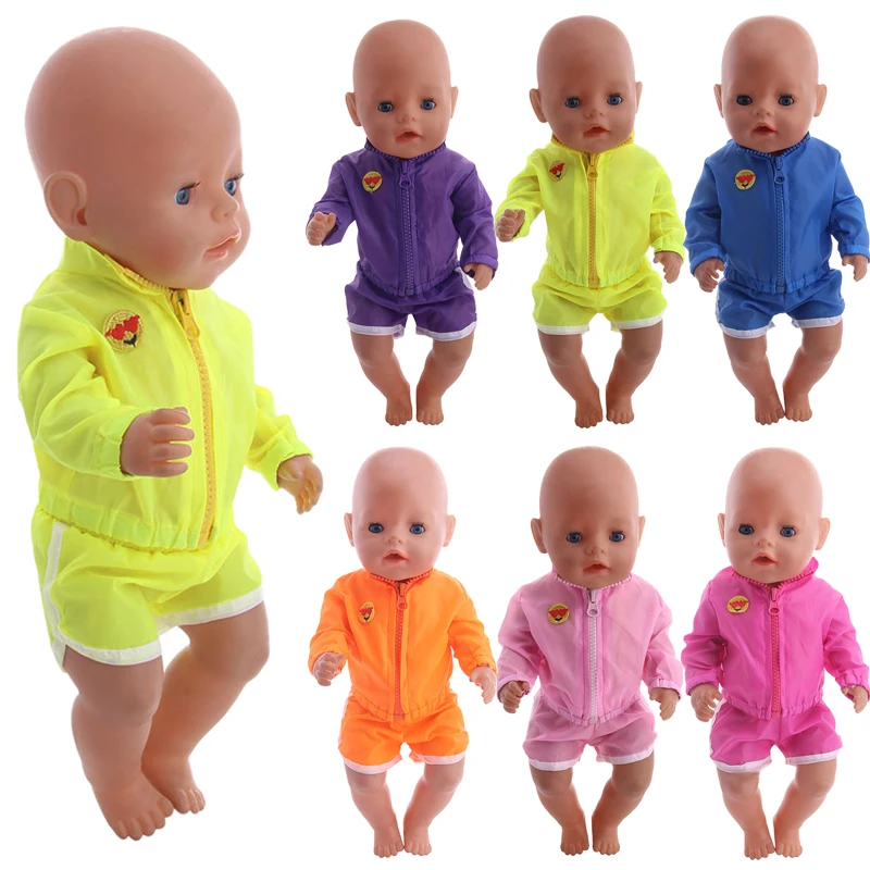 Doll Clothes Solid Colors Sportswear Fit 18 inch American&43 Cm Born Baby,Generation,Russian DIY Birthday Girl's Toy Gift